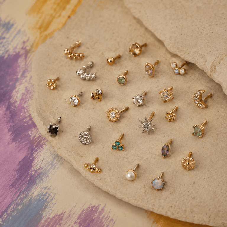 Gemstone, pearl, opal and star studs